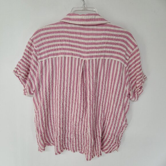 Jane + Delancey Women's Button Up Top Striped Pike and White Size 1X - Picture 4 of 6